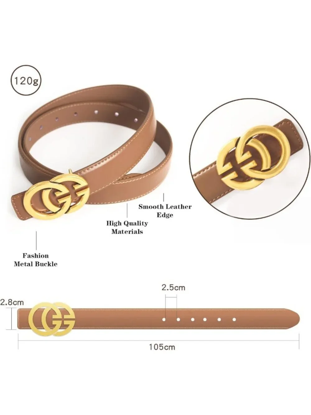 Stylish Classic Metal Buckle Leather Belt for Women - Perfect for Jeans